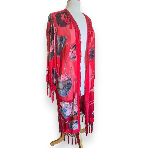 Vintage | Intimates & Sleepwear | Vintage Incredible Red Beaded Kaftan ...